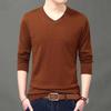 Middle-aged Young Autumn Men's Long-sleeved Thin V-neck Sweater Knitted T-shirt Casual Base Shirt