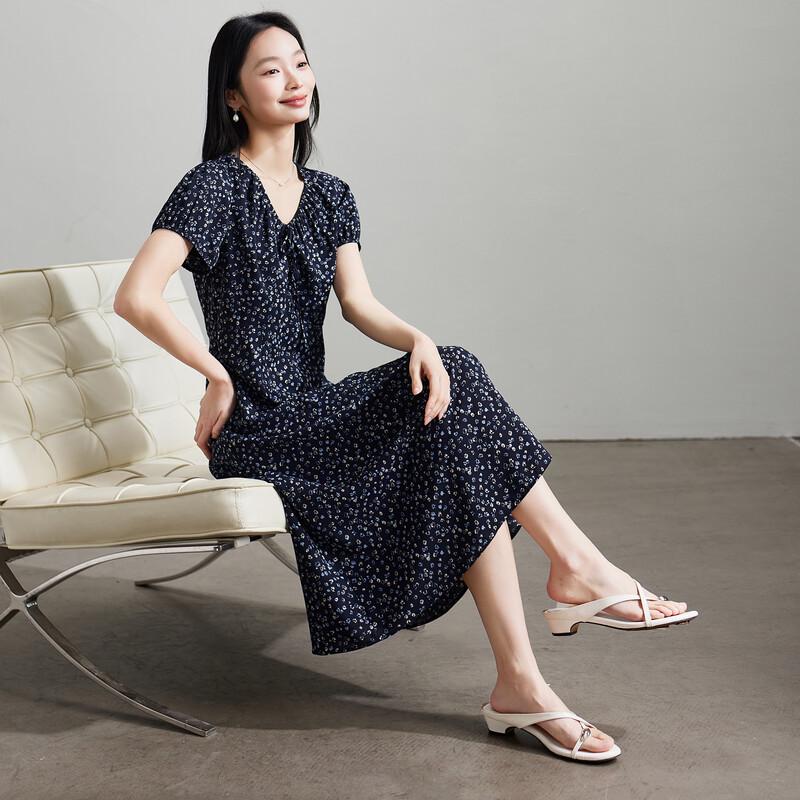 SOFSIL 2026 Summer French Elegant V-Neck Floral Dress XL