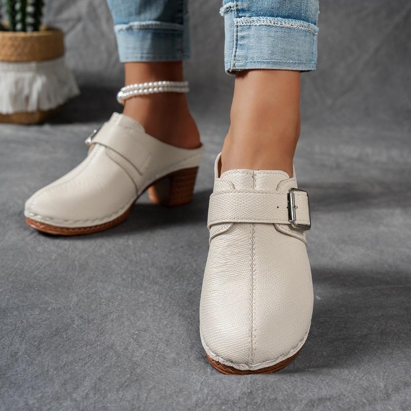 Sandali Ciabatte Estivi da Donna con Zeppa Spessa, a Punta Chiusa, con Fibbia a Cinturino, Calzature Casual Confortevoli, Disponibili in Taglie Grandi.