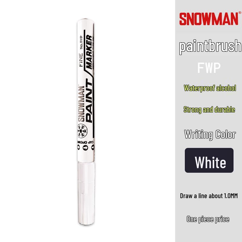Alcohol-Resistant Snowman Paint Marker 1.0mm, Black & White, Fade-Proof, Low Halogen Touch-Up Pen