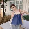 Design Sweet Hot Girl Ruffled Stitching Halter Vest Women's Vacation Off-the-shoulder Loose Sleeveless Top