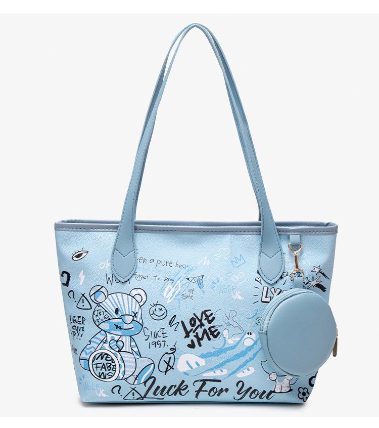 

Little Bear Graffiti Bucket Bag: Women s 2025 Summer Shoulder & Crossbody Handbag, Niche Design & Versatile Fashion небесно-голубой