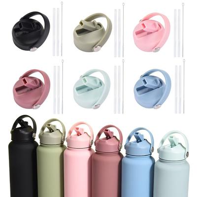 PP Plastic Cup Lid Splash Spill Proof With Big Handle Spout Lid Wide Mouth Vacuum Bottle Replacement Lid