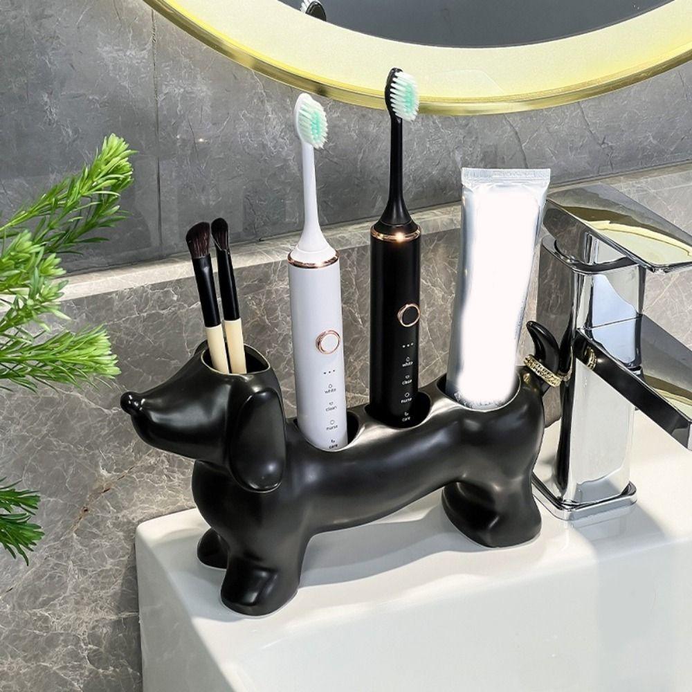 Space Saving Dachshund Toothbrush Holder Ceramic Electric Toothbrush Holder  Sink