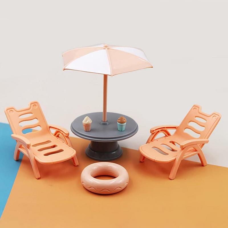 

Ляльковий будиночок Пляжні аксесуари Мініатюрні прикраси Креативна пляжна парасолька Стілець Аксесуари для лялькового будиночка Красивий настільний france
