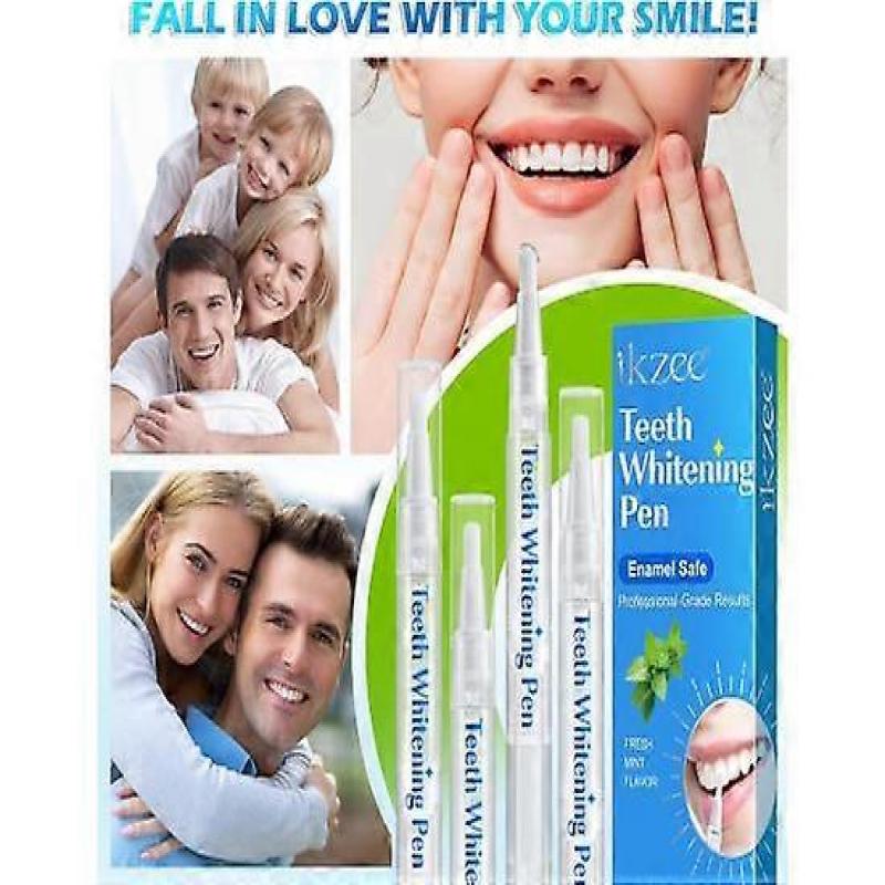 4 Stück Zahnaufhellungsstift, Zahnaufhellungsstift Gel, Zahnaufhellungs-Essenzstift mit Minzgeschmack, Geringe Empfindlichkeit, Frischer Atem, Reisefreundlich