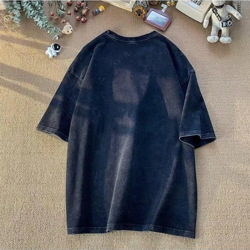 American Style Handsome Heavyweight Pure Cotton Short Sleeved T-shirt for Teenagers and Men Summer Ins Trendy Brand Street Loose Round Neck Top