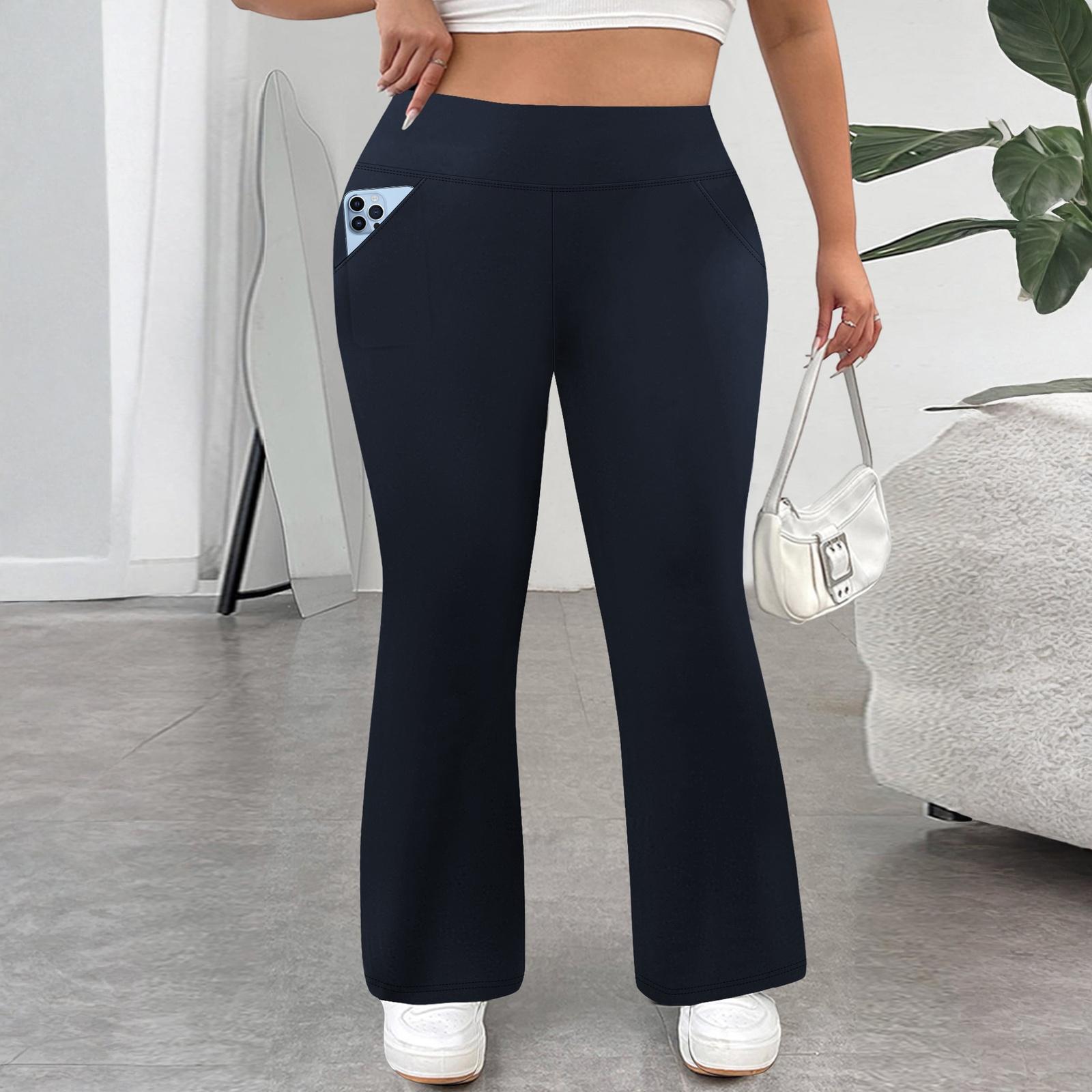

Women s Casual Slim-Fit High-Waisted Pants Solid-Color Yoga Pants With Pockets XXXXXL тёмно-синий
