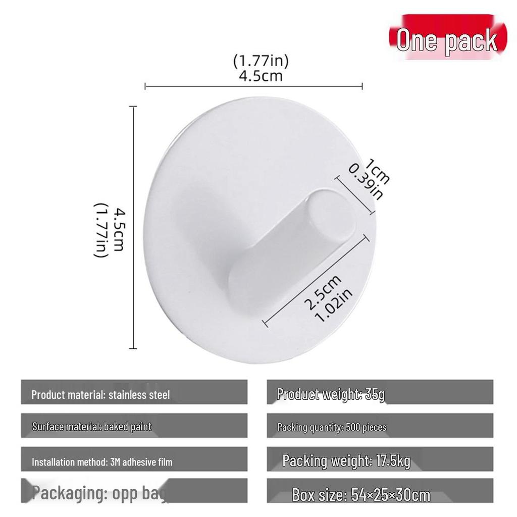 Stainless Steel No-Drill Adhesive Hook for Bathroom/Kitchen – Black