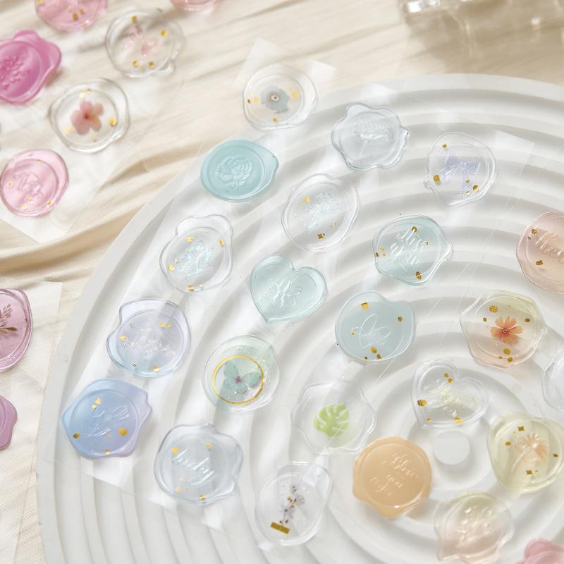 1pc Epoxy Stamp Stickers, Fresh Style Hand Account Wax Seal Stickers, Cute Sealing Stickers for Decoration