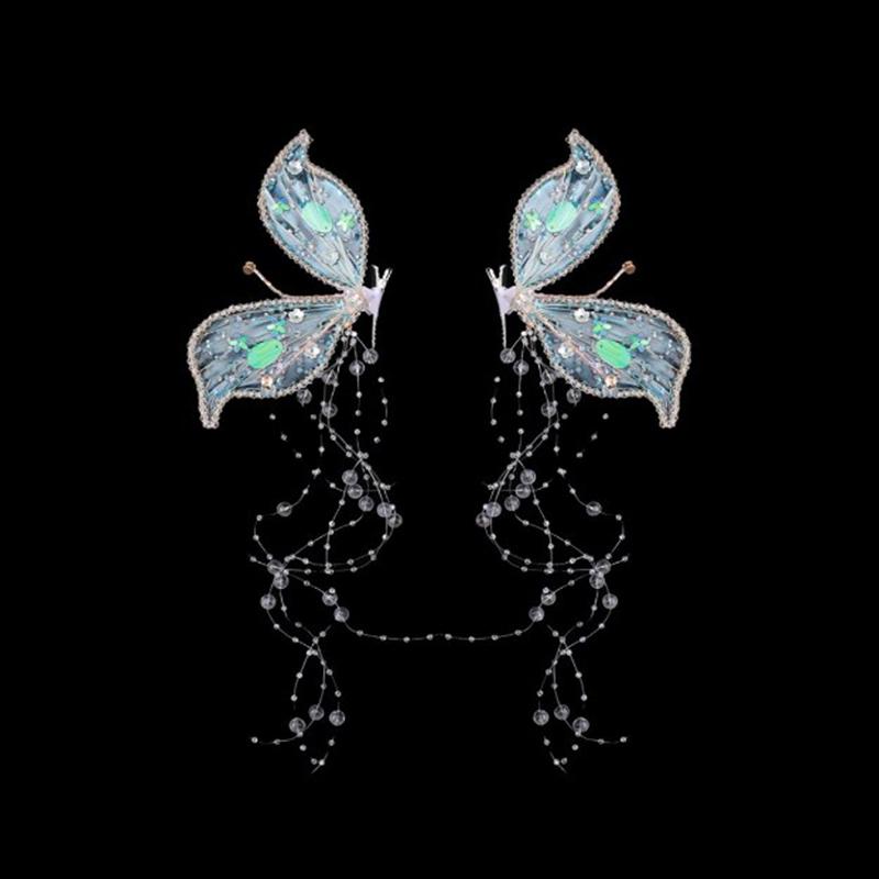 Kadın Kız Saç Tokası Yan Toka Kore Basit Takı Aksesuarları için Kelebek Boncuk Püsküllü Saç Tokaları