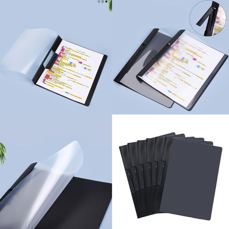 6Pcs File Sleeves Letter Size File Document Folder Filing Folder with Rotating Clamp Presentation Folder Hold 200 Sheets