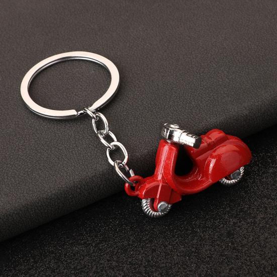 Schlüsselanhänger Anhänger Motorrad Anhänger Zinklegierung Schlüsselkette mit Kettenschloss Retro Elektrischer Esel Roller Design Schlüsselhalter