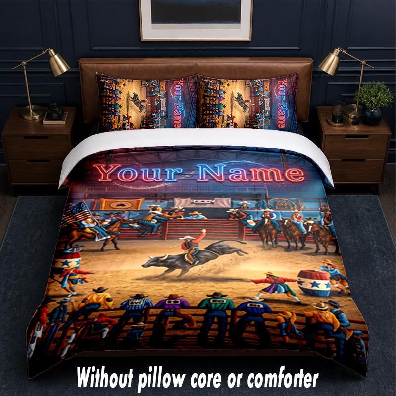 Neon Theme Custom Text Or Name 3Pcs Bedding Set,1 Flat Sheet & 2 Pillowcases Personalized Home Bedding