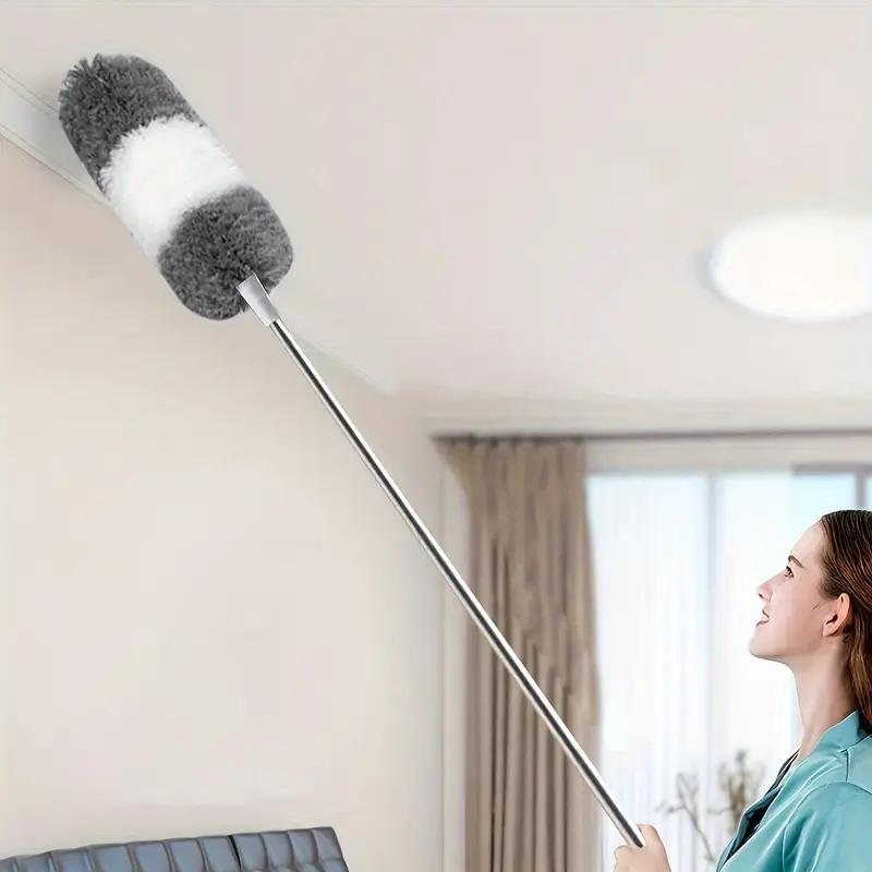 Extra-Long Retractable Duster with Bendable Head - Reusable & Washable for High Ceilings, Furniture & Car Cleaning