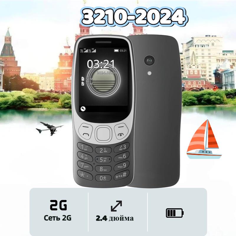 

3210 Dual SIM Non-Smartphone: Classic Candy Bar Design for Elderly with Cross-Border Functionality Black-4G-English-N