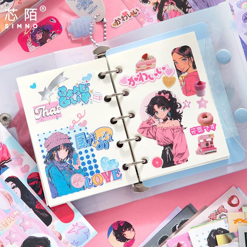 30sheets Kawaii Showa Diary Series Die Cutting Sticker Books DIY Diary Scrapbook Phone Case Aesthetics Stationery Stickers