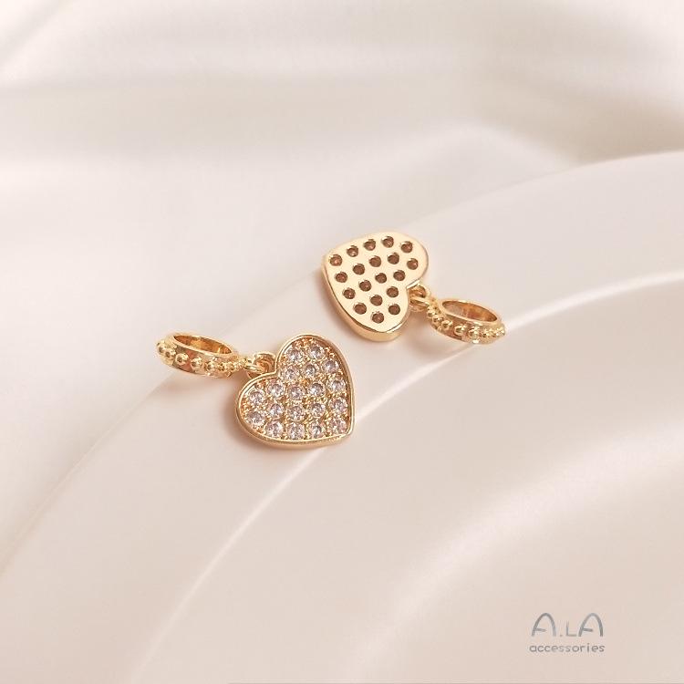 

Подвеска-шарм из золота 14 карат с цирконием в форме сердца, пятиугольника, звезды и луны для изготовления украшений своими руками