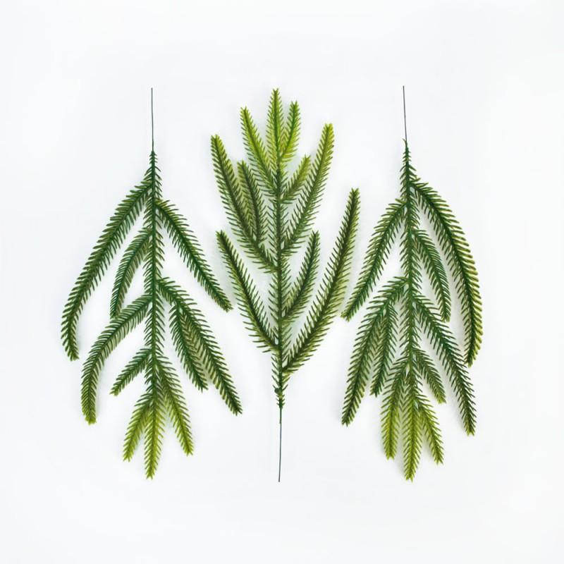 Realistic Dual-Tone Plastic Pine Needle Wreath Christmas Decor 10-Prong Artificial Fir Branches DIY Holiday Garland