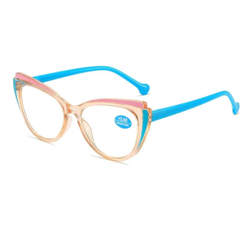 New Fashionable Cat Eye Women'S Reading Glasses High Quality Light Luxury Style Neutral Anti Blue Light Presbyopia Glasses
