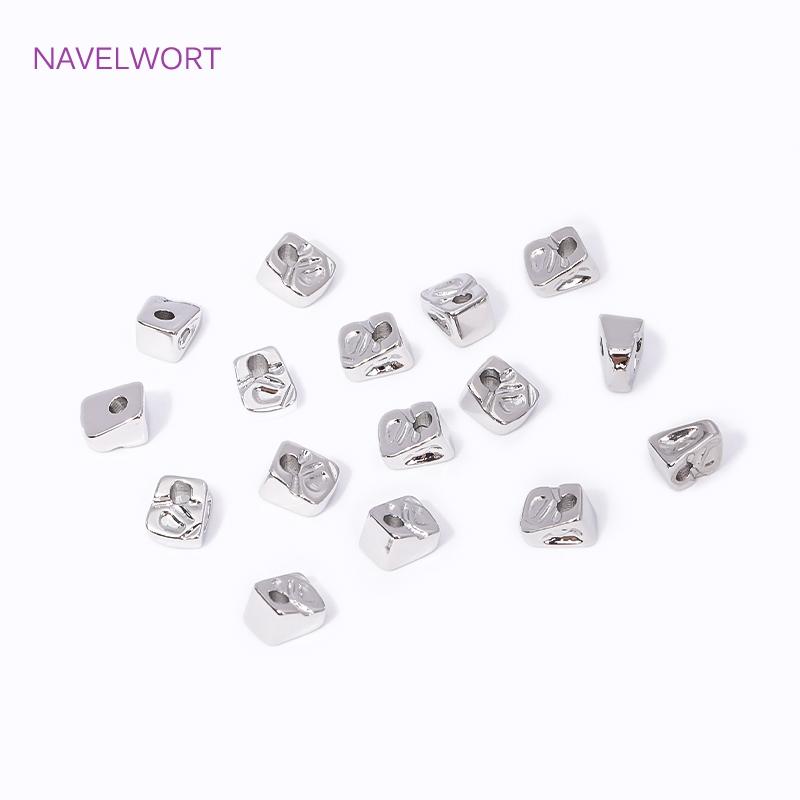 5.5mm*4.5mm 18K Gold Plated Irregular Spacer Beads Brass Metal Bulk Beads For DIY Bracelet Jewelry Making Accessories