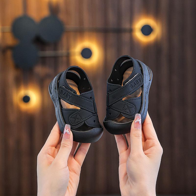 Baby Boys' Cute Closed-Toe Walker Shoes: Soft Sole Anti-Collision Sandals for Indoor & Beach Use