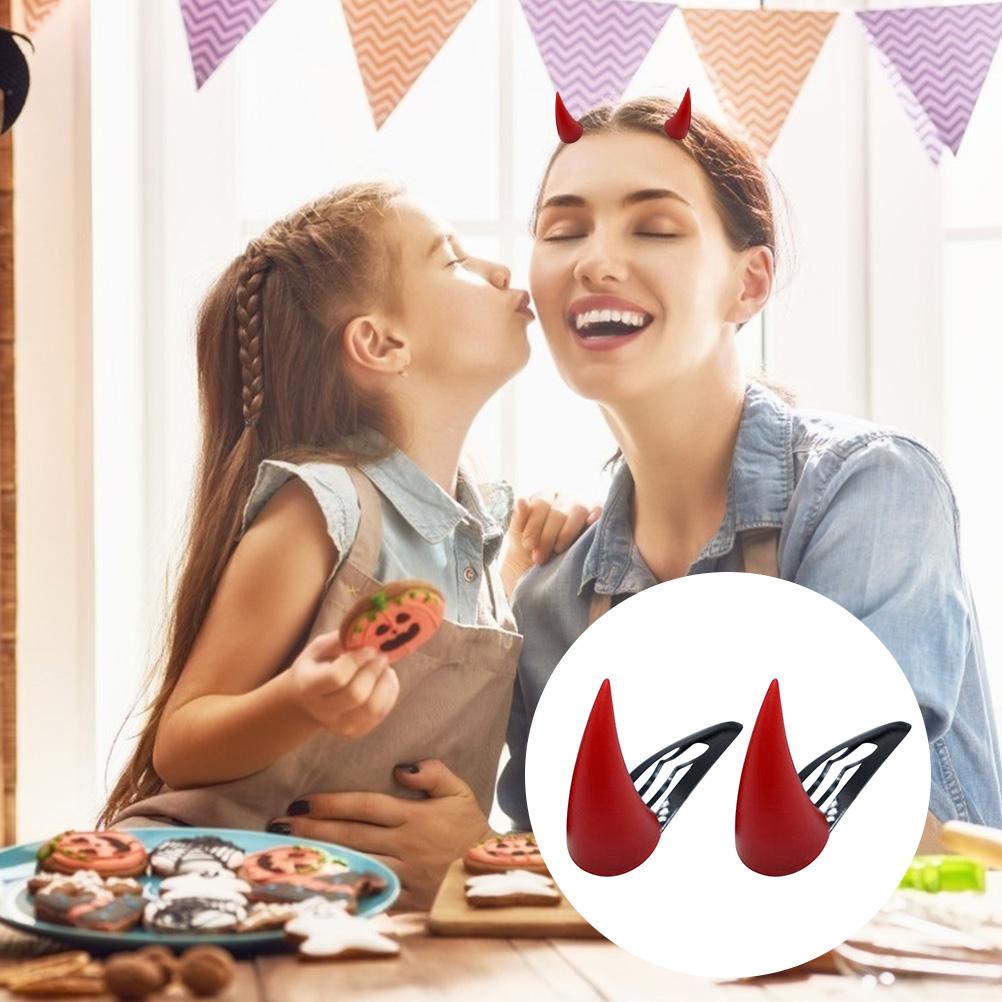 1 Paar Halloween Haarspangen Kreative Ochsenhorn Haarnadel Halloween Haarschmuck für Kinder Erwachsene