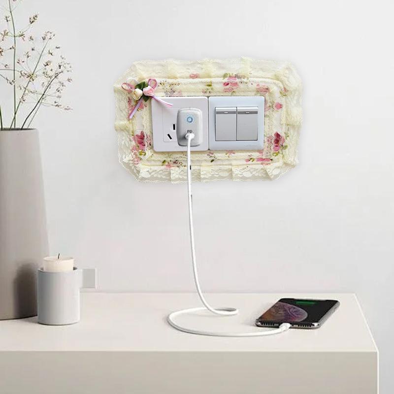 3 Teile/paket Spitze Wohnzimmer Wand Schutz Abdeckung Schlafzimmer Licht Schalter Abdeckungen Haushalt Polyester Faser Paste Tuch Dekor