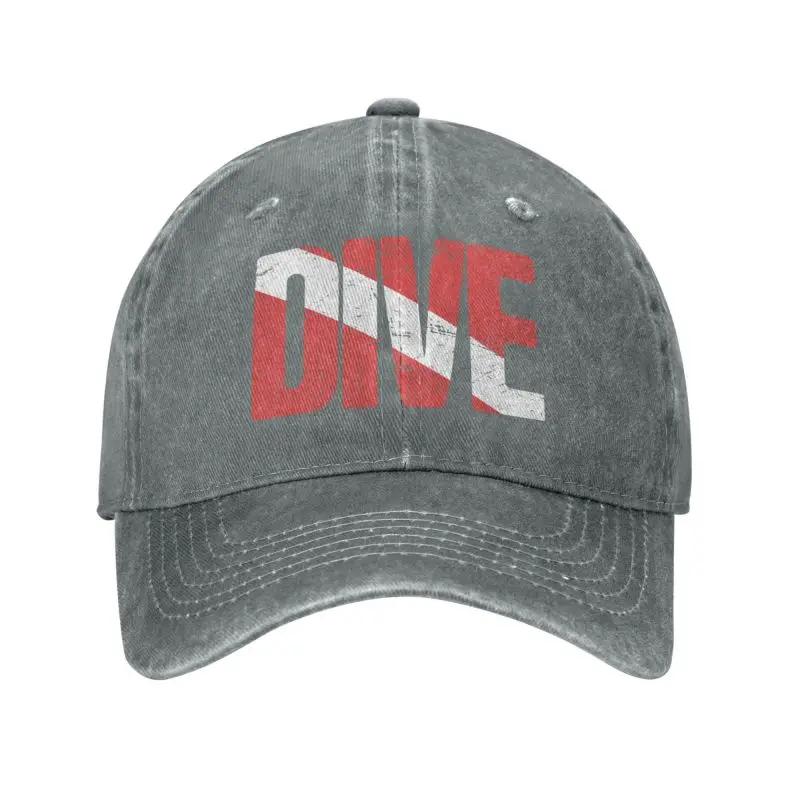 Custom Classic Unisex Cotton Vintage Scuba Diving Flag Baseball Cap Adult Diver Adjustable Dad Hat Unisex Women Outdoor