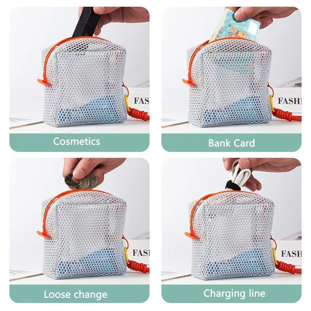 Kosmetiktasche aus Mesh mit großer Kapazität Dopamin-Farbe Geldbörse Robuste Aufbewahrungstasche