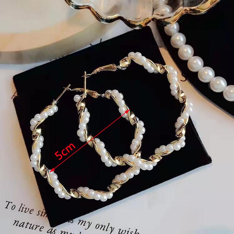 Oversize Hoop Earrings for Women Acrylic Beads Imitaiton Pearl Women Earrings Colorful Beads Round Earrings Pendientes Acrilicos