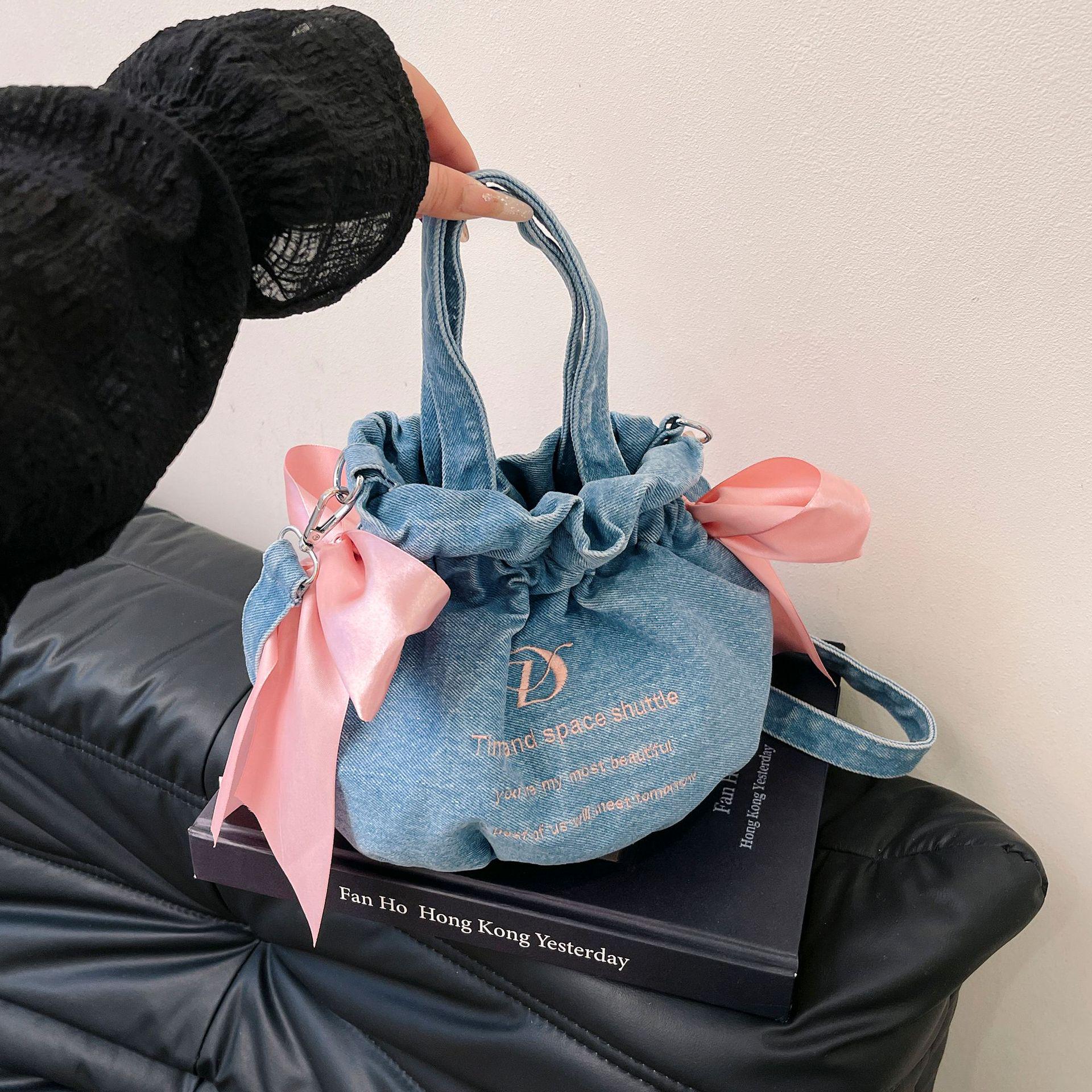 Корейский стиль красочная полосатая мини-сумка-тоут с бантиком для осени/зимы