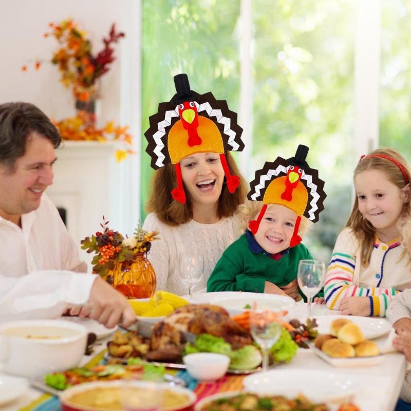 Thanksgiving Headgear for Adult LED Turkey Hat for Boys Girls Cartoon Plush Hat Festival Party Festival Celebration Hat