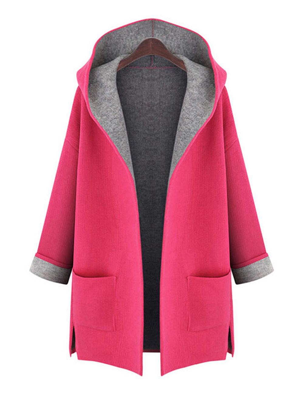 

Женская зимняя куртка большого размера пальто весенняя парка куртка с капюшоном тренч новая Tag 3XL = US XL ярко-розовый