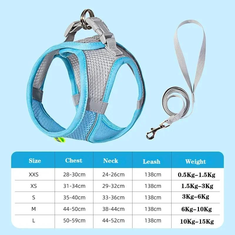 

Adjustable Puppy Cat Harness Vest French Bulldog Chihuahua Pug Dog Harness Leash Set for Small Dogs Outdoor Walking Lead Leash XXS синий