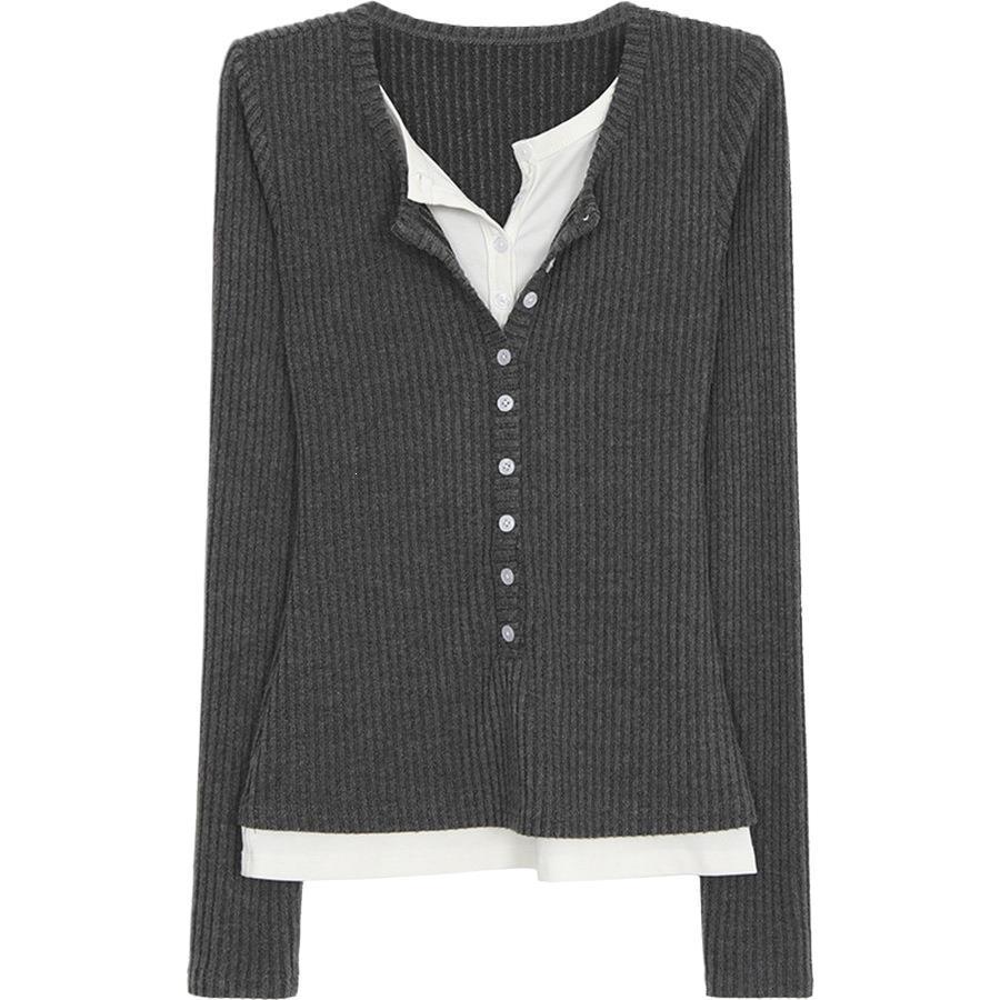 Elegant Women's Autumn 2026 Grey Knit Two-Piece Sweater - Trendy New Style