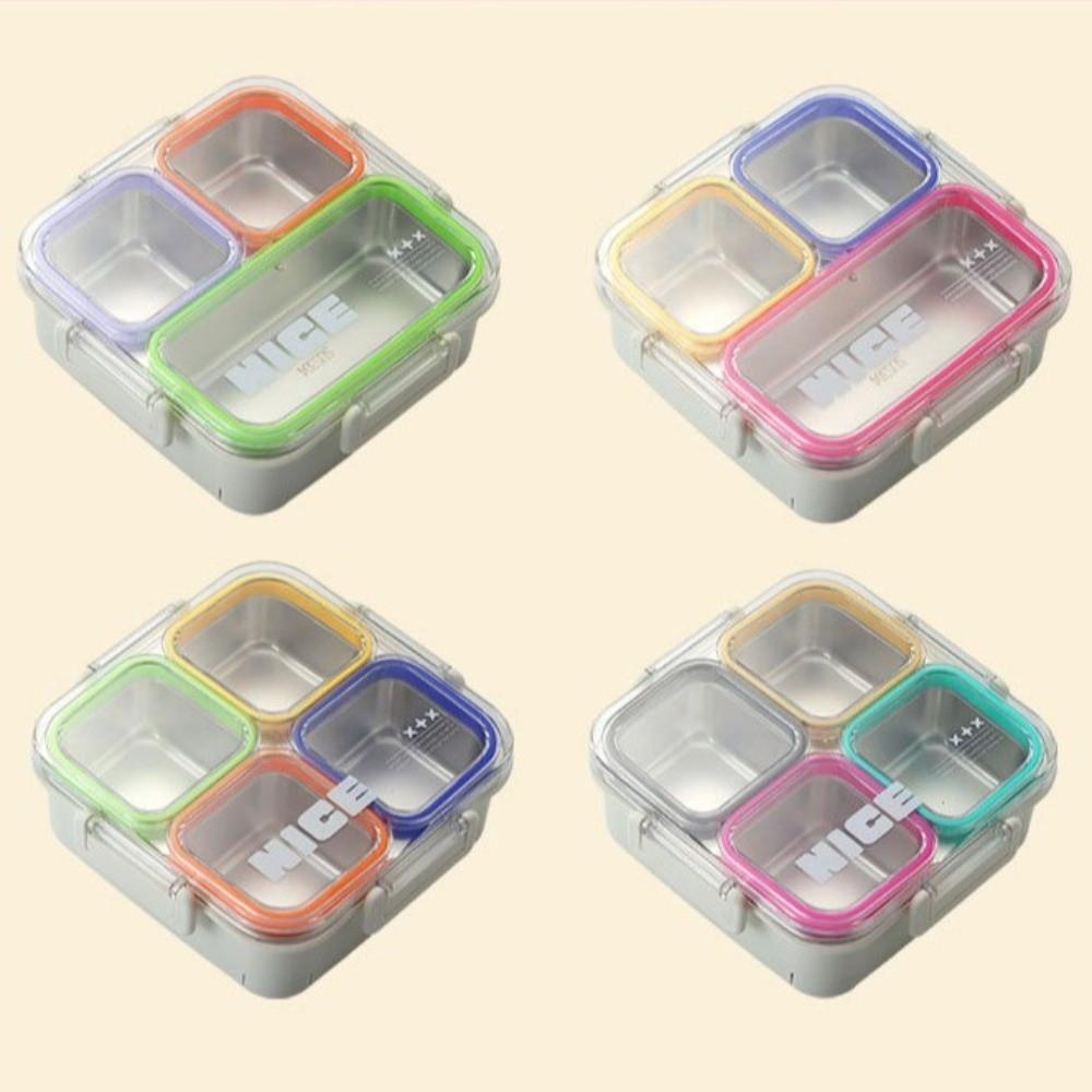 With Fork Spoon Bento Box 304 Stainless Steel Food Container New Divided Lunch Box  For Meal Prep