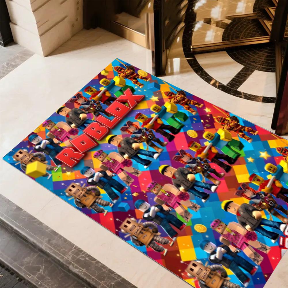 Roblox Colorful Roblox Avatars Area Rug Suitable For Outdoor Study Room Dining Room Playrooms Antislip Carpet Office Home Decor