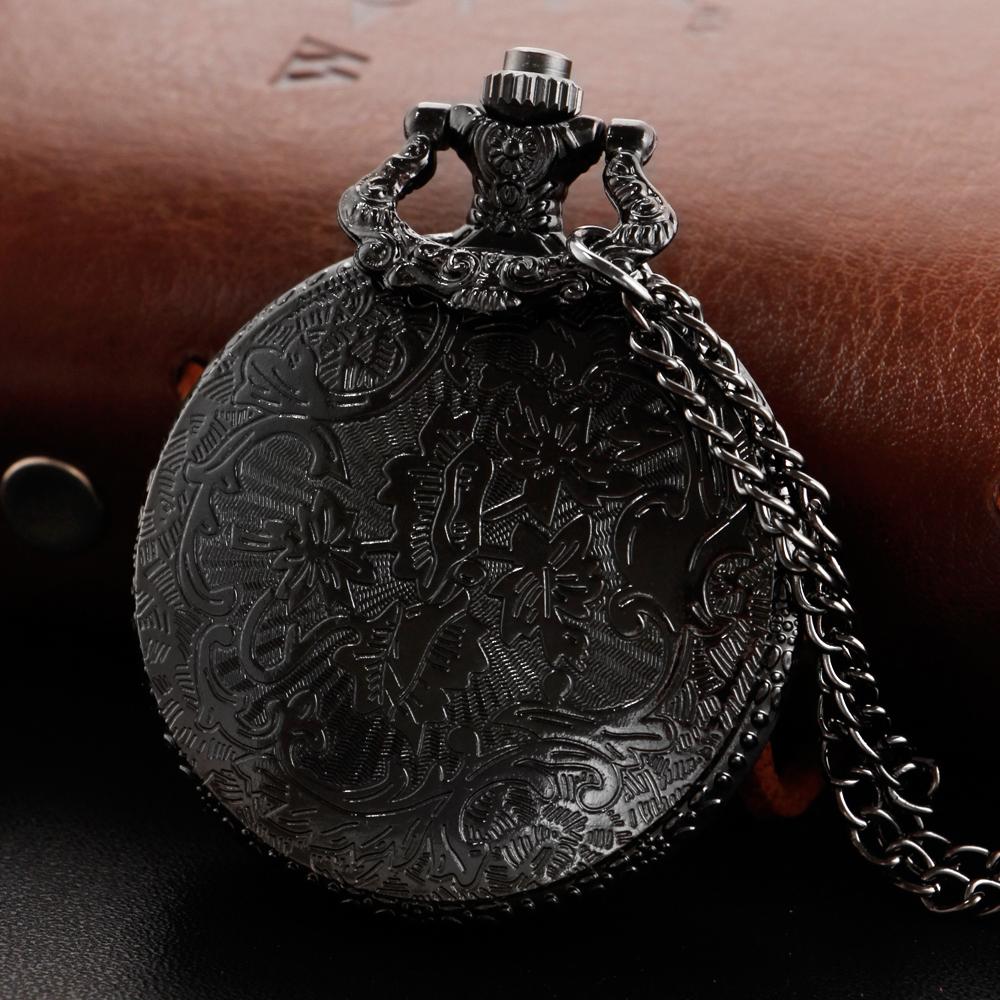 Black Casino Magician Playing Card Quartz Pocket Watch Fashion Pendant Necklace Male and Female Students Festival Gift