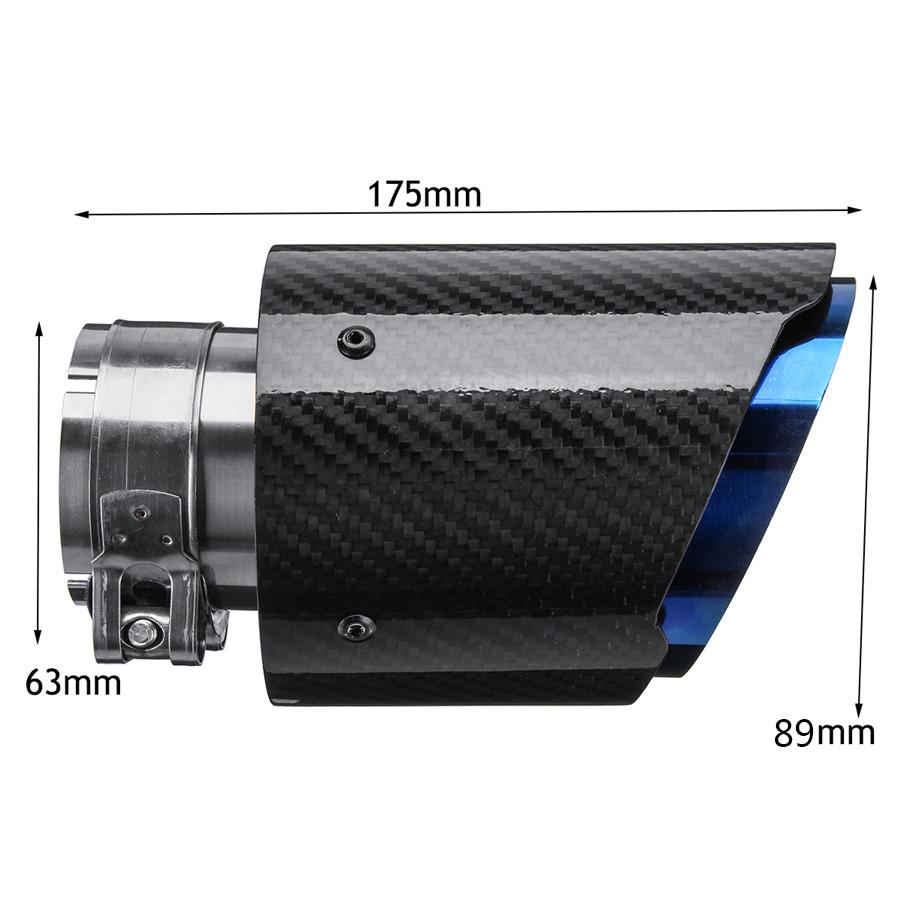 63mm-89mm Glossy Carbon Fiber Exhaust Tips Universal Car Exhaust Pipe Blue