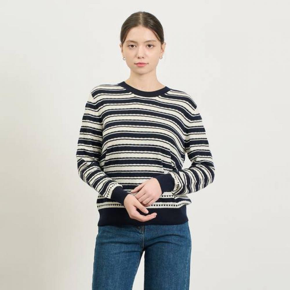 

Bcbg Stripe Round Neck Knit B5s2k407 Navy (55)/66