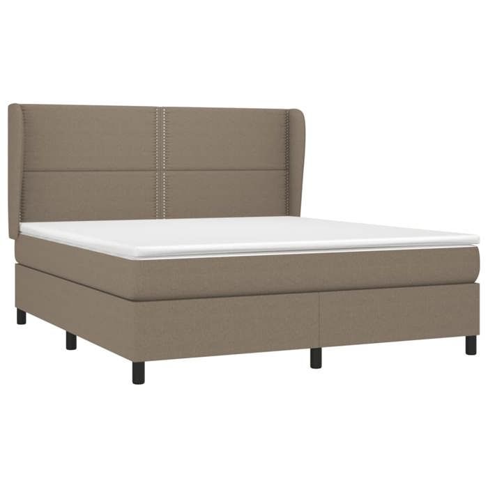 3127905 vidaXL Lit à sommier tapissier avec matelas Taupe 180x200 cm Tissu