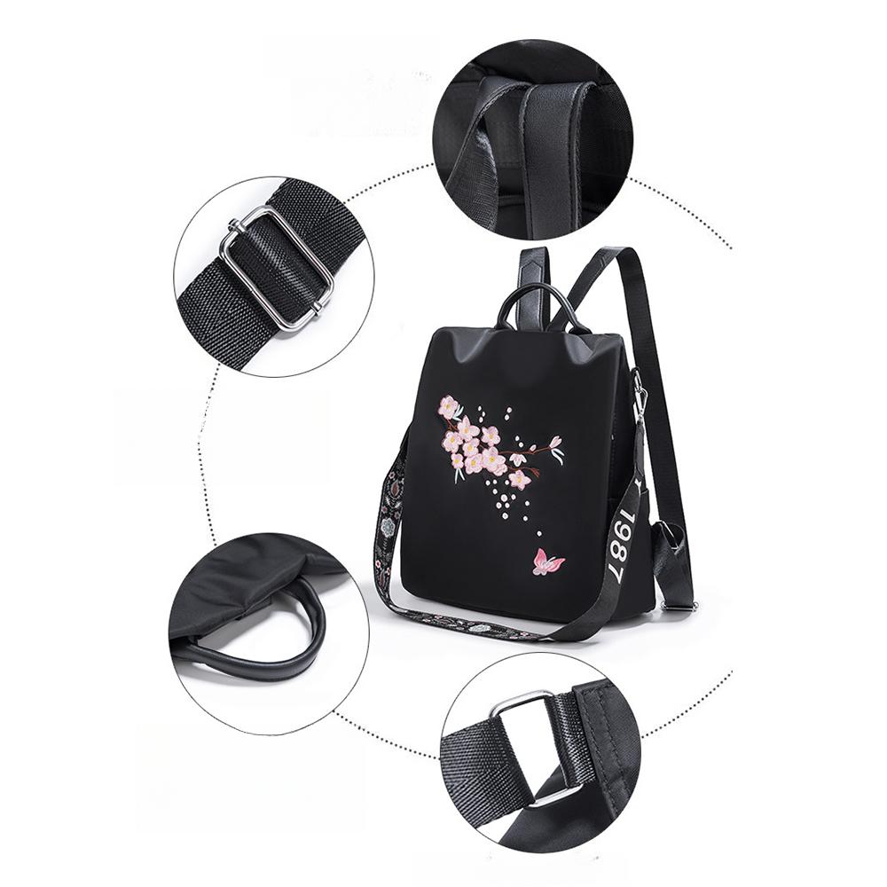 Apsauga nuo vagystės Mada Laisvalaikis Kelionės Atspari dilimui Kuprinė Moteriška Oksfordo audinio Gėlių siuvinėjimas Mokyklinė kuprinė Kuprinė mergaitėms