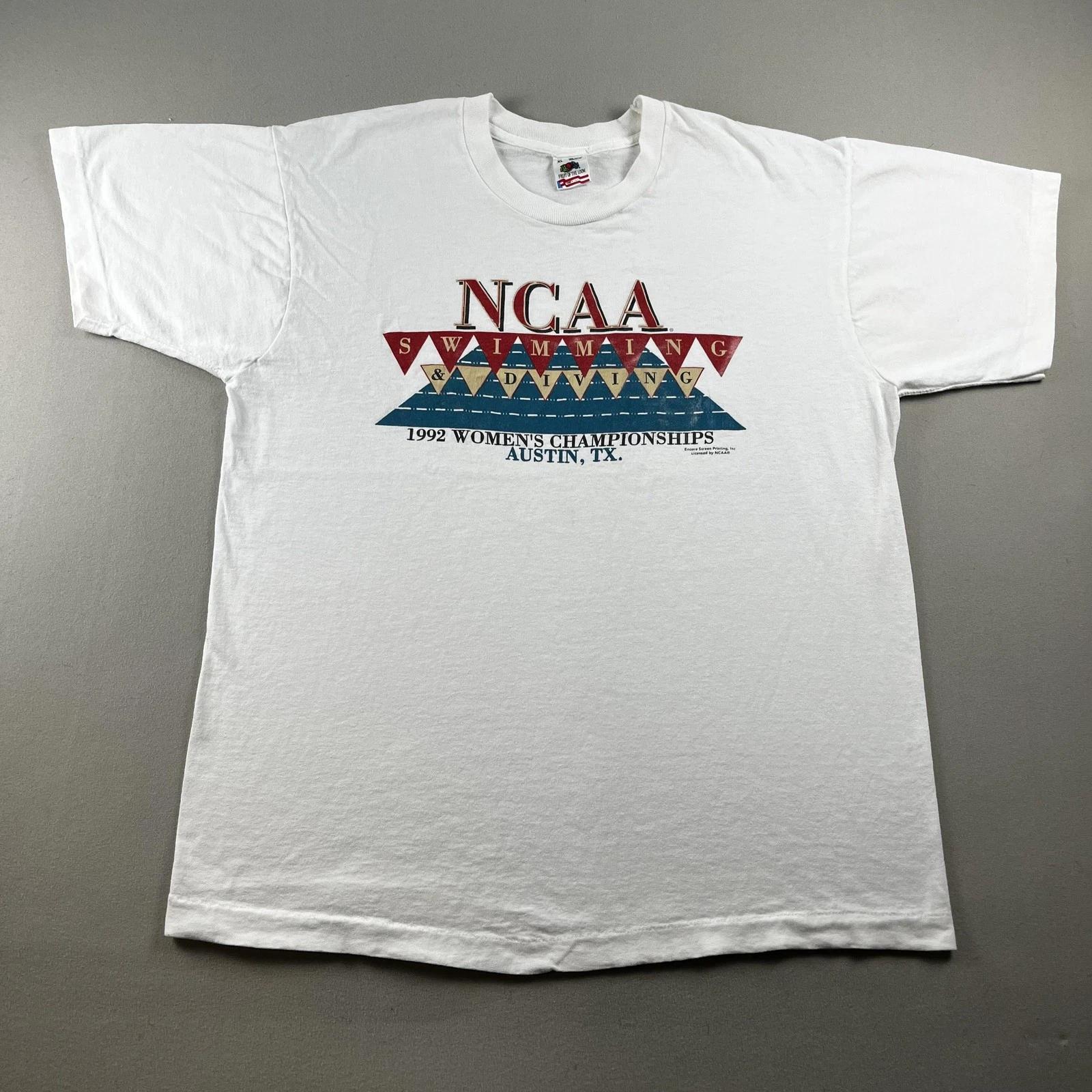 Vintage NCAA Swimming Diving T-Shirt Mens Large White Women s Championship 1992 L