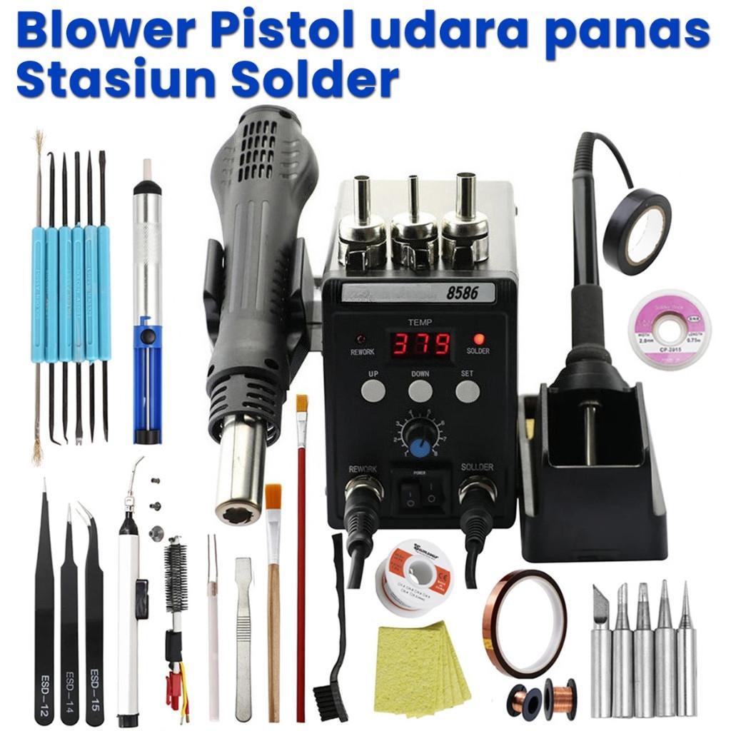 220V 2 in 1 Rework Soldering Station Digital Display SMD Hot Air Gun Solder Iron Portable Welding Desoldering Repair Tools