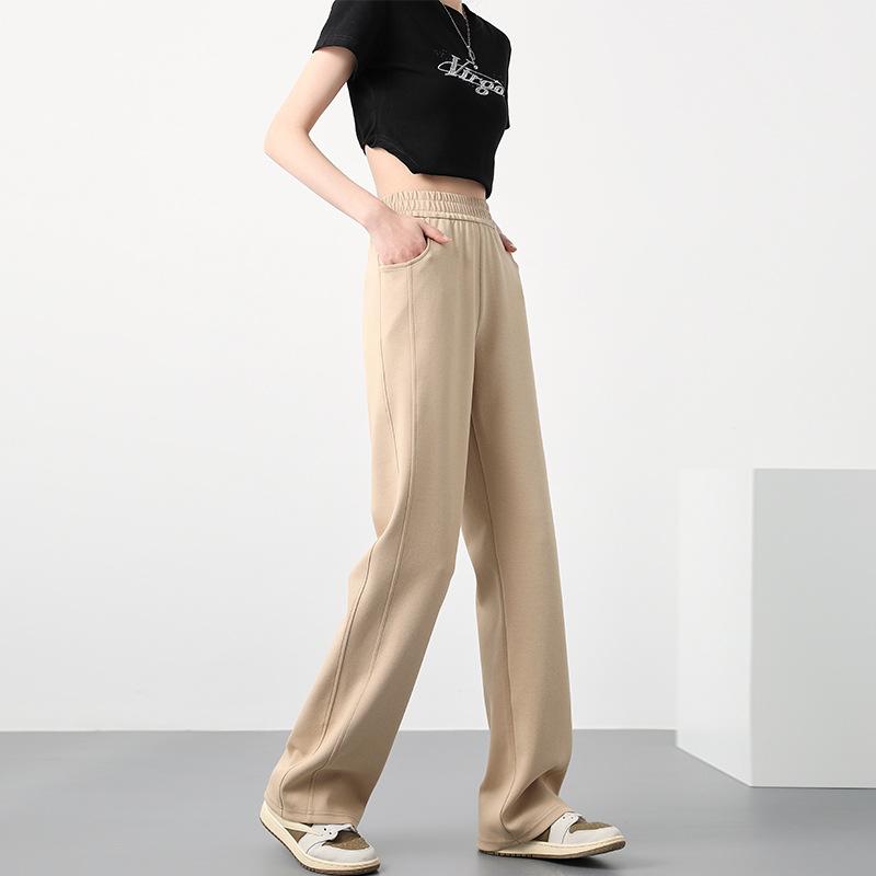! Autumn sweatpants women's high waist loose small casual sweatpants narrow wide leg straight pants