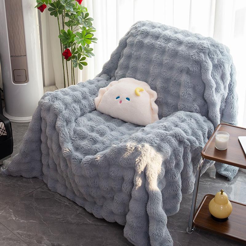 Plush sofa blanket comfortable soft bubble plush bedroom living room non-pilling non-shrinking blanket
