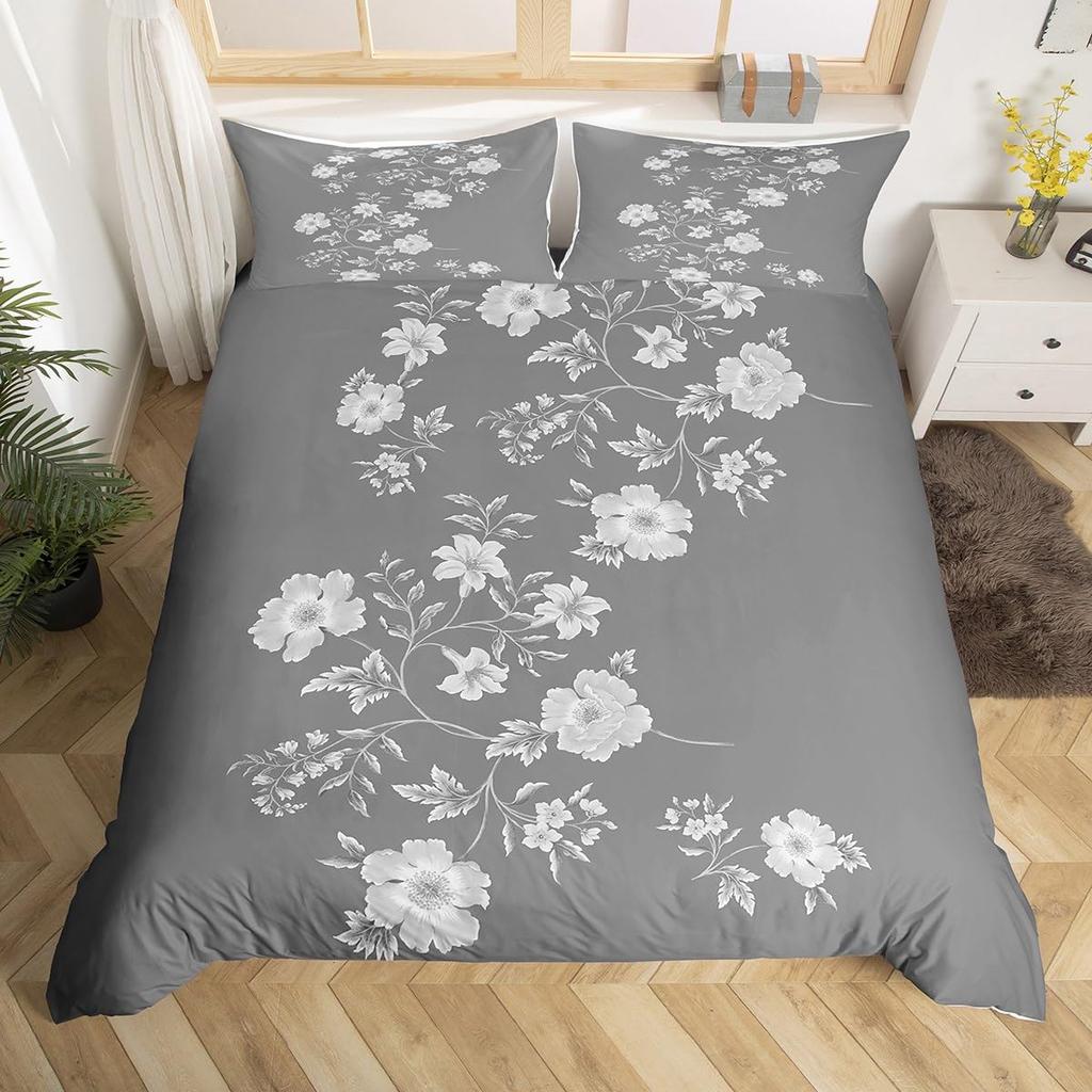 Chic Spring Flower Duvet Cover Vintage Flowers Comforter Cover Microfiber Garden Floral Bedding Set Full Queen Size Bedclothes