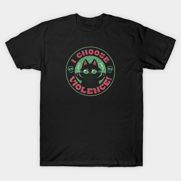 

Men Black Print T-shirt I Choose Violence Funny Cat By Tobe Fonseca No-Cut Transfer Paper Print Cotton Tshirt 4XL чорний
