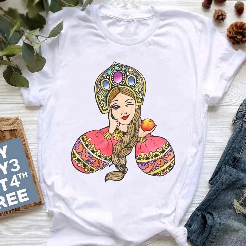 Russian Doll Interesting Print Pattern Harajuku Fashion Street Casual Street Wear Trendy Summer Unisex Unisex Universal Tshirt